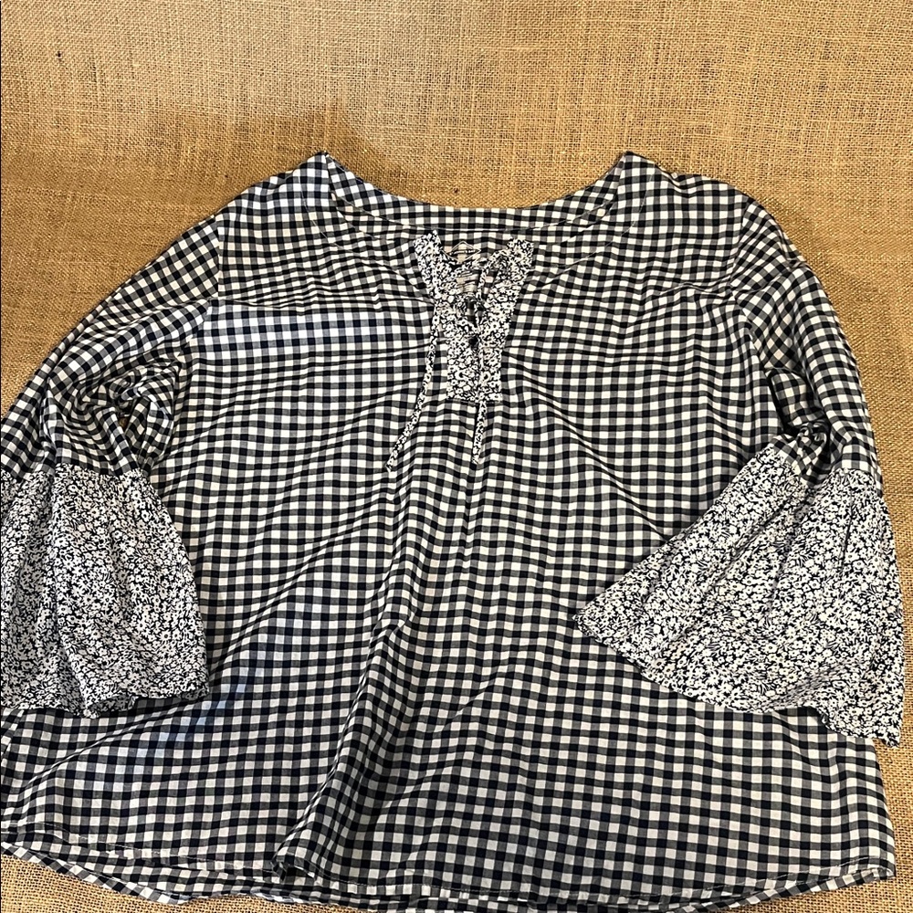 St. John's Bay Blue and White Gingham Blouse